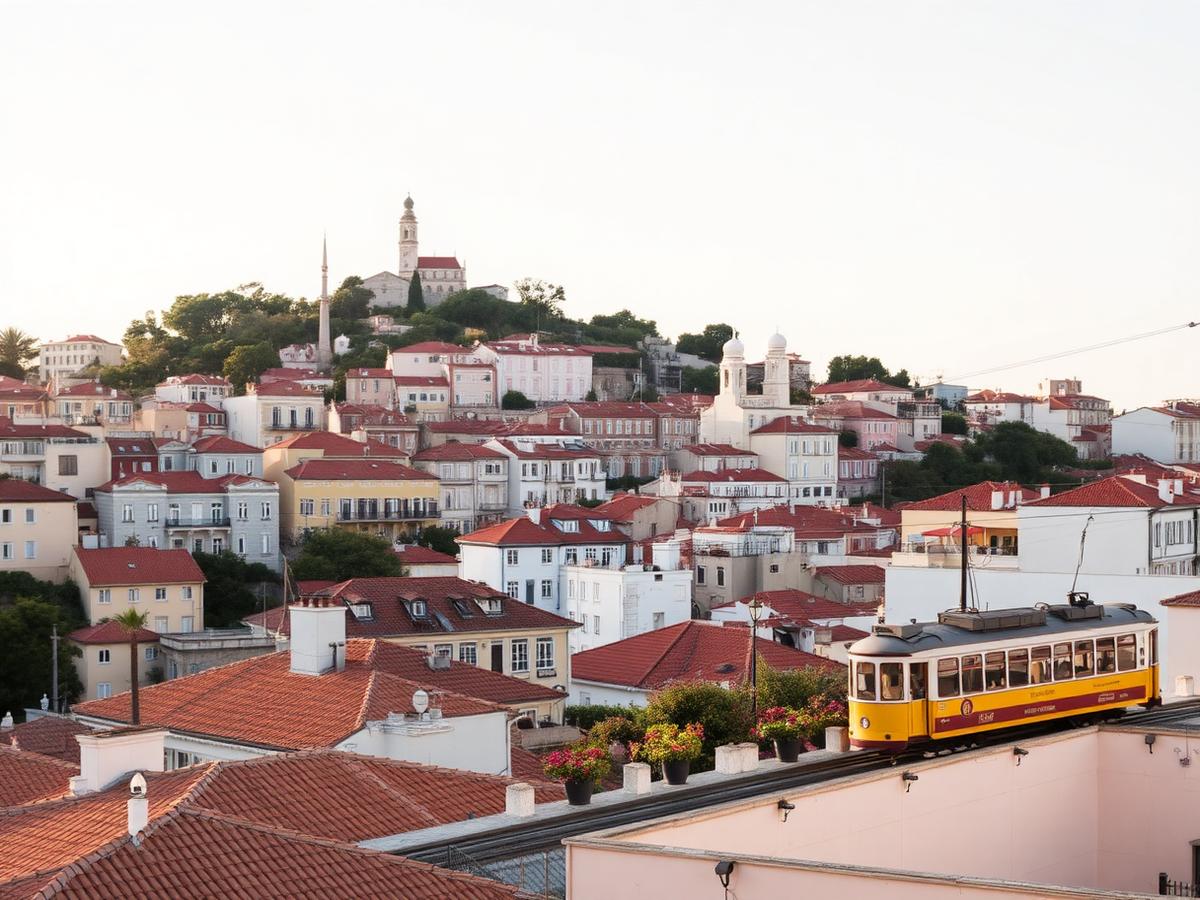 City rooftops in warm evening light
